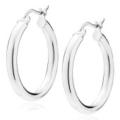 Cercei rotunzi argint Ø25 mm x 3 mm Classic Hoops DiAmanti KHR325R-DIA